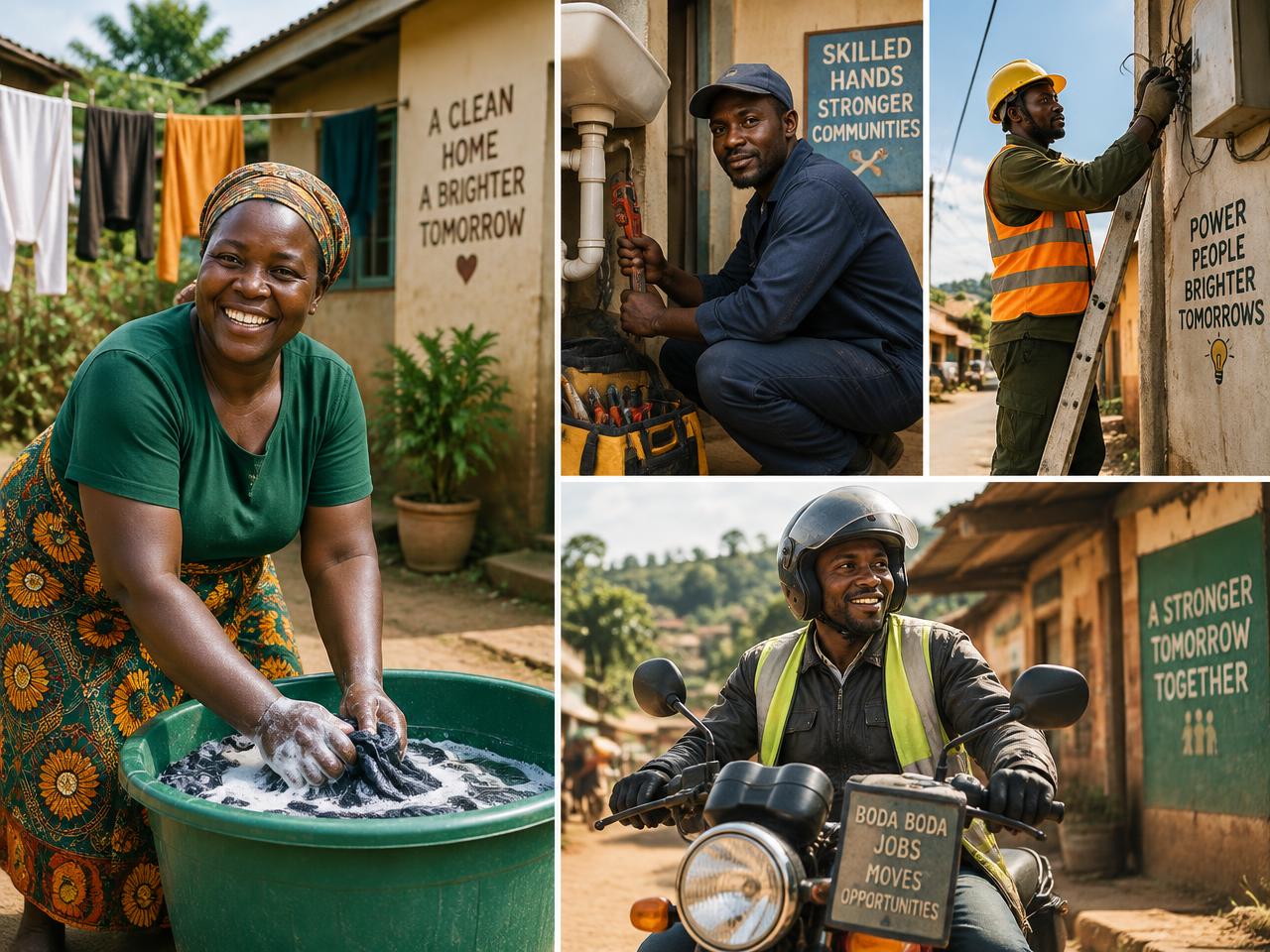 Local Kenyan workers — laundry, plumbing, electrical and boda delivery